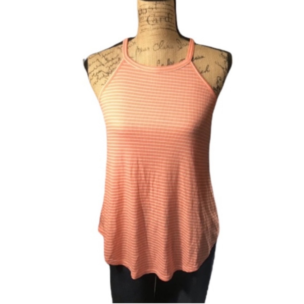 Tart collections orange/white striped ribbed racerback tank top